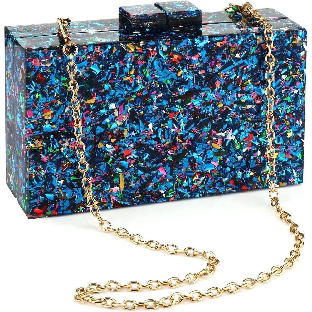 Acrylic Purses and Handbags for Women Multicolor Perspex Geometric Patterns Box